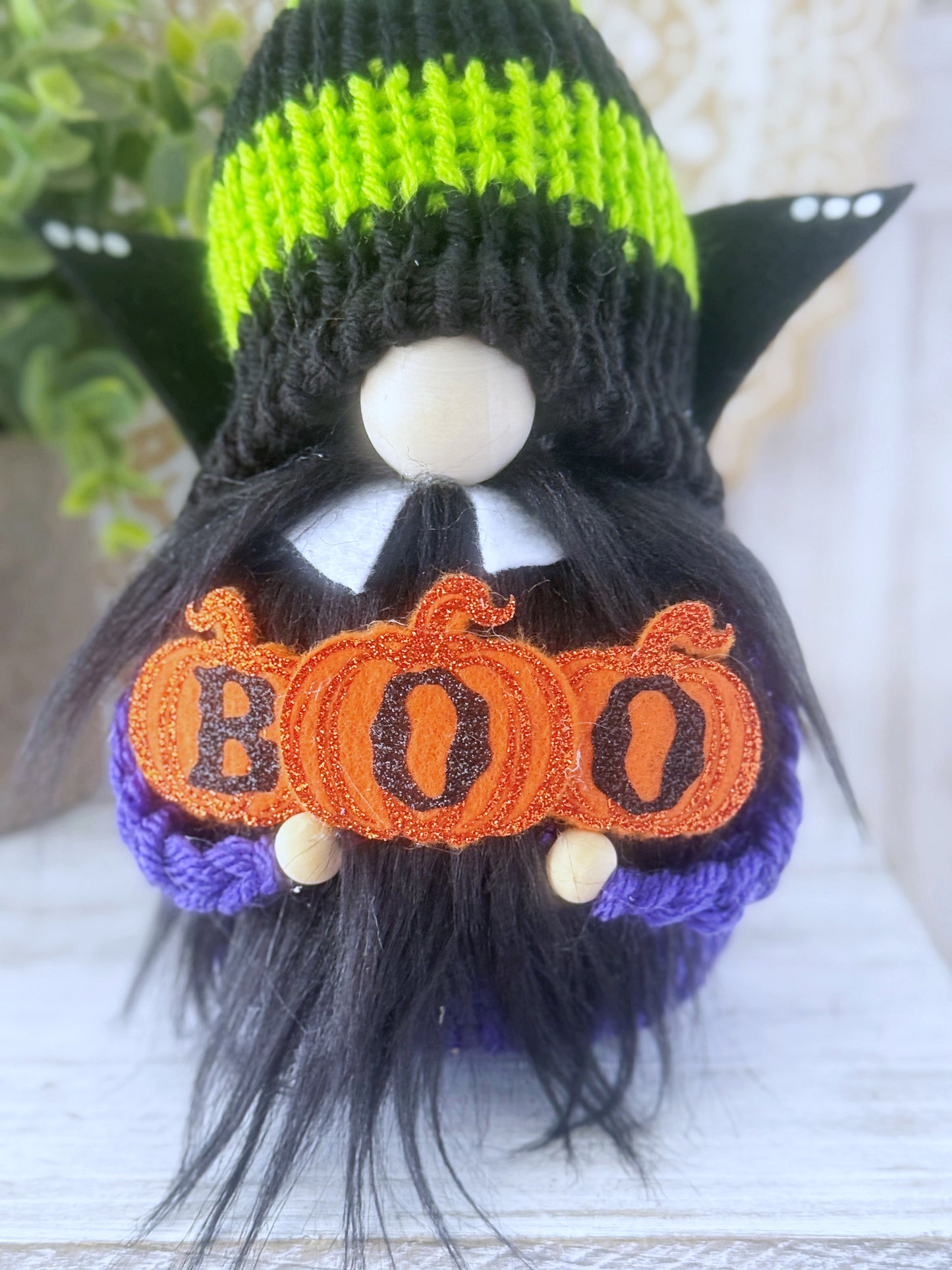 Dracula gnome with BOO pumpkins - Halloween tiered tray decor