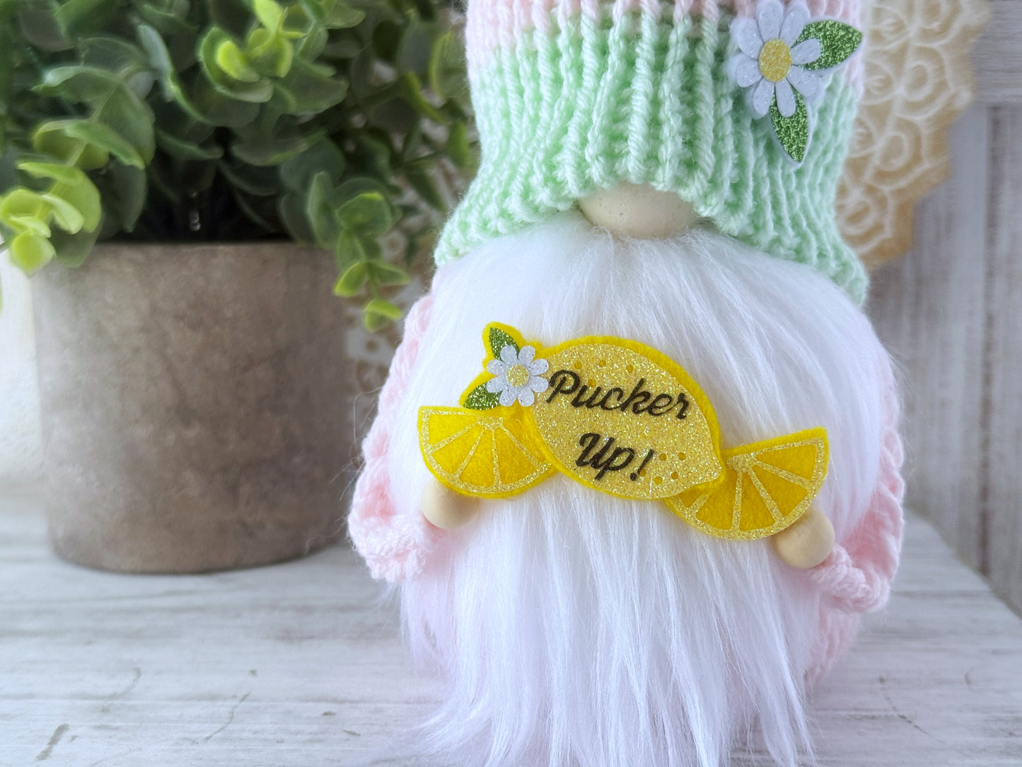 Pucker up lemon gnome - Summer tiered tray decor