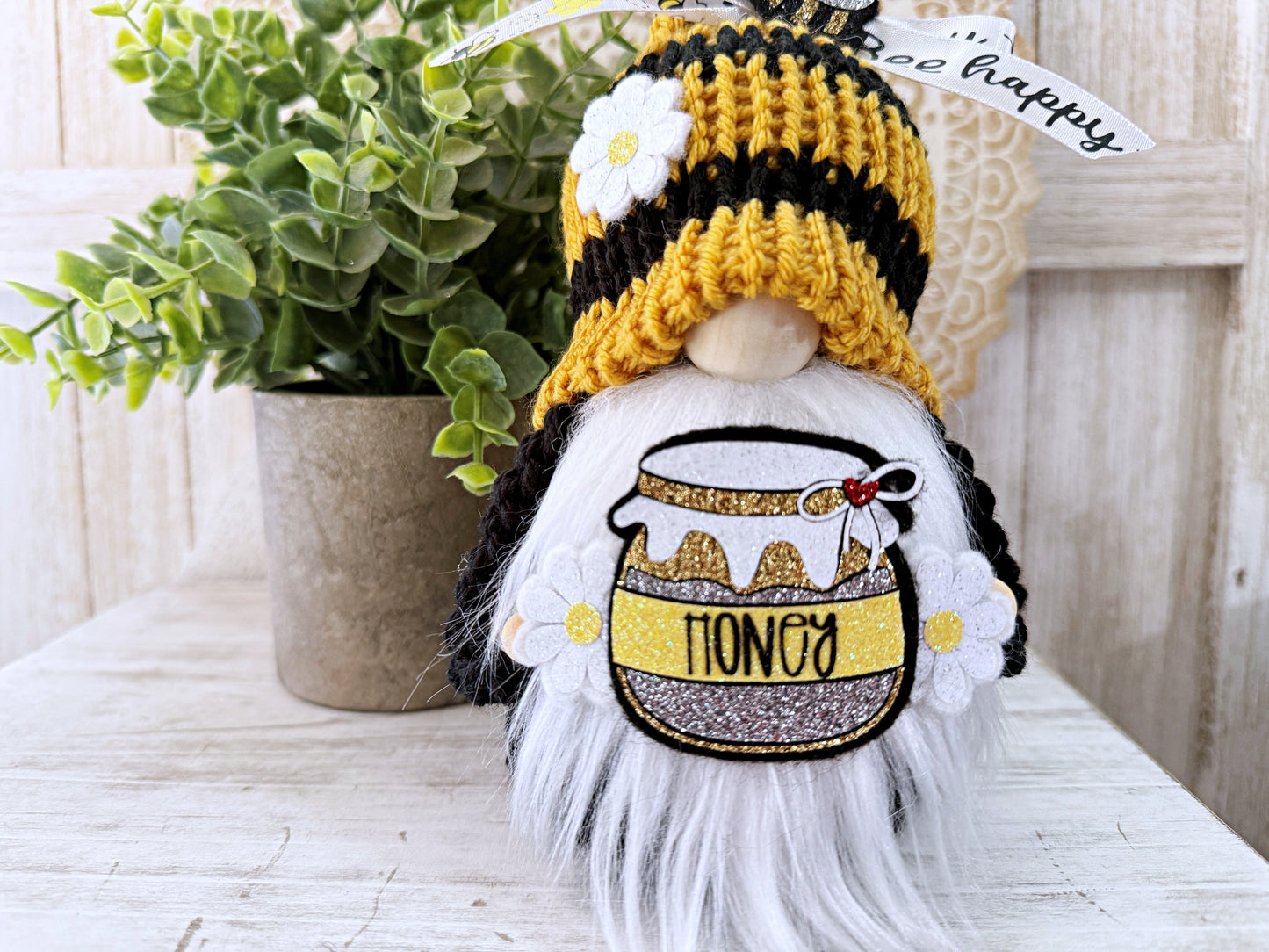Honey bee gnome, Summer gnome, Tiered tray decor