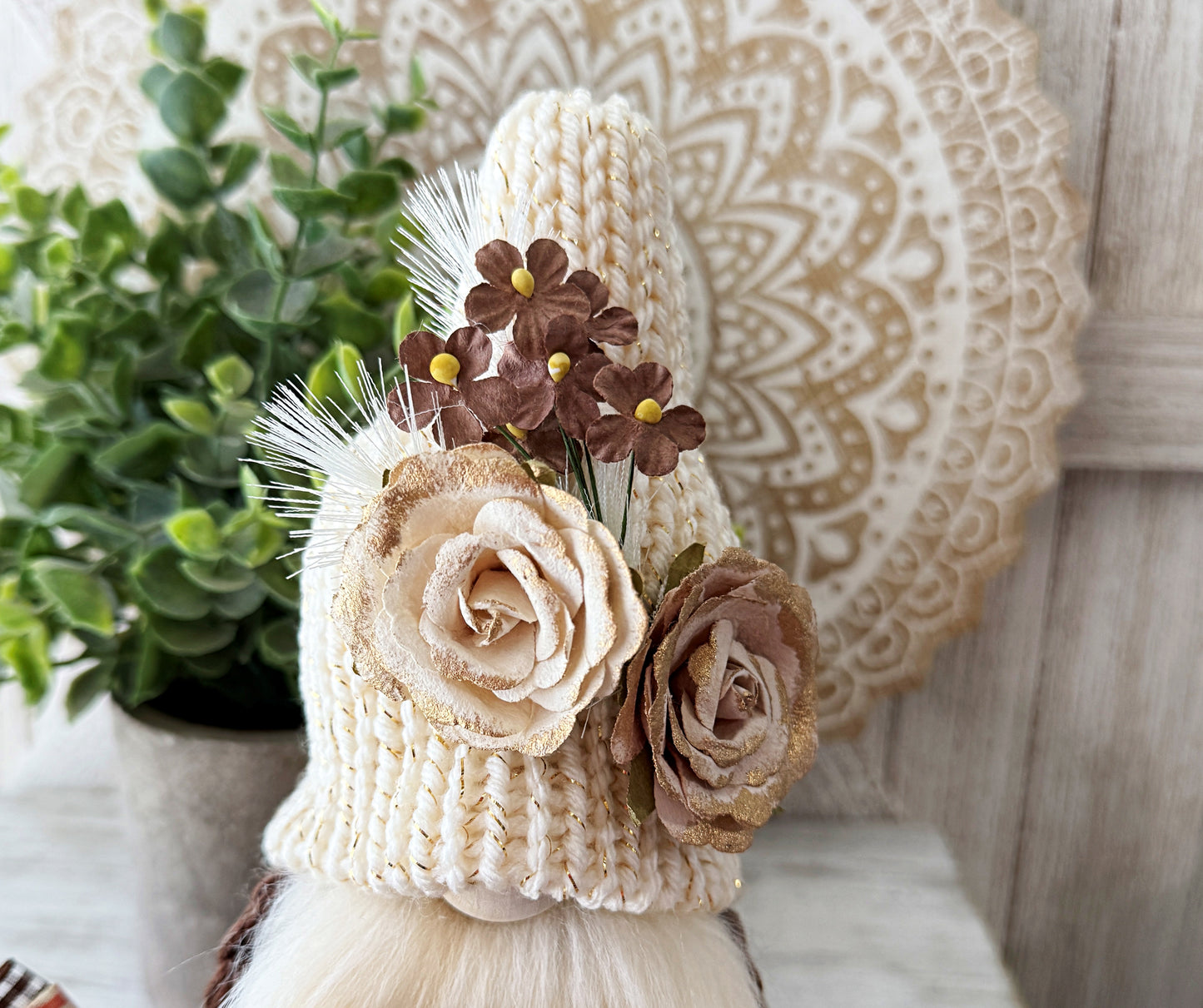 Fall Gnome Decor | Handmade Autumn Gnome with Pumpkins & Books Sign | Rustic Cream Hat Gnome | Shelf Sitter | Farmhouse Tiered Tray Decor