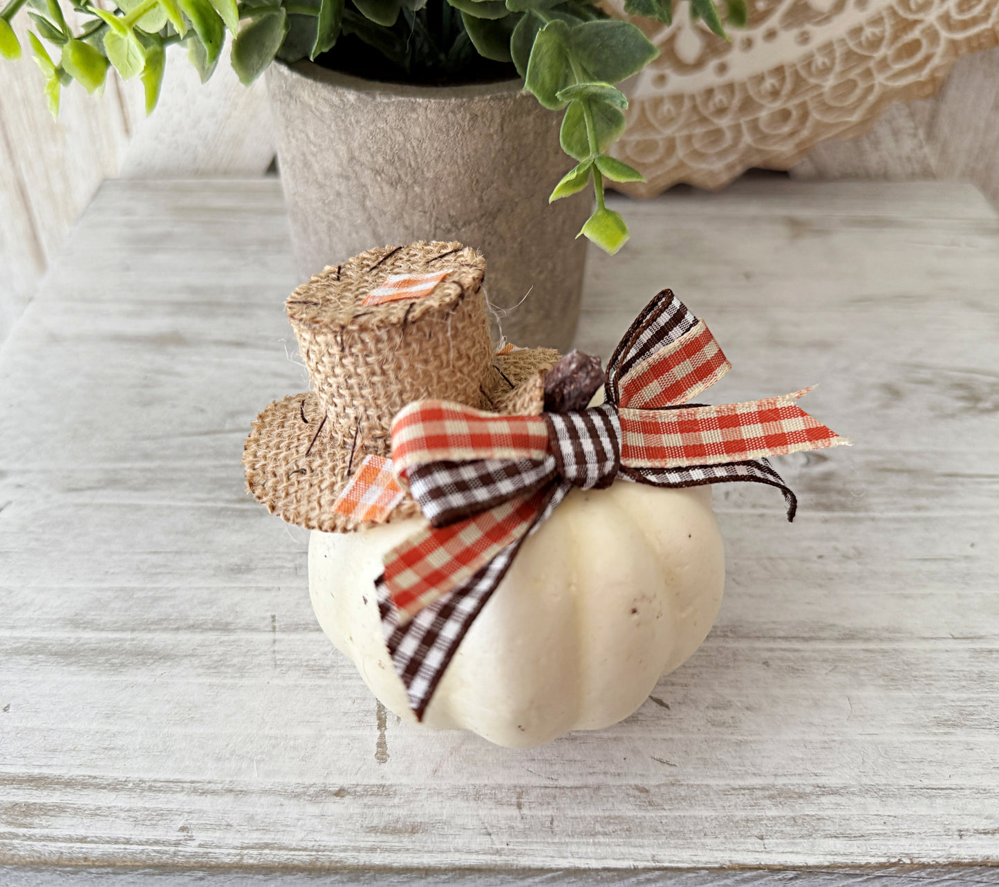 Fall Gnome Decor | Handmade Autumn Gnome with Pumpkins & Books Sign | Rustic Cream Hat Gnome | Shelf Sitter | Farmhouse Tiered Tray Decor
