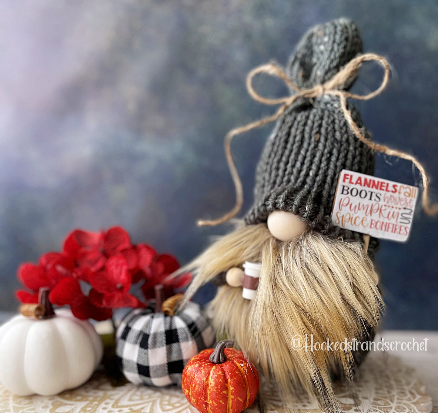 Pumpkin spice seasonal knit gnome - Tiered tray decor