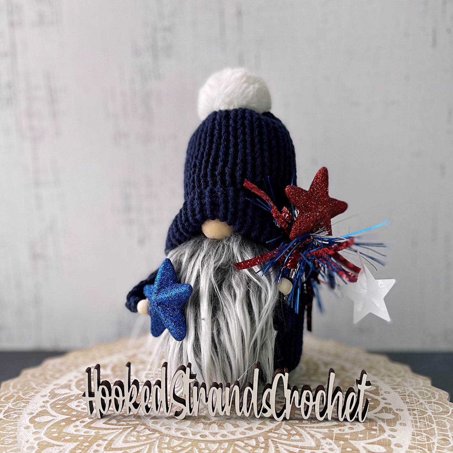 4th of July gnome, Patriotic gnome, Tiered tray decor, Holiday gnome, Independence day decor, Knit gnome, Red white and blue
