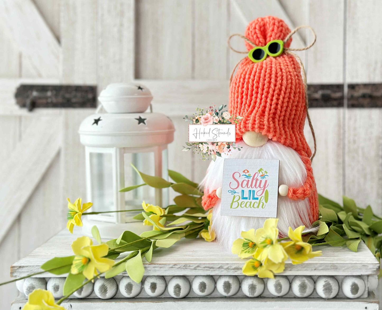 Vibrant beach gnomes with cheerful signs - Vacation home decor - Tiered tray decor