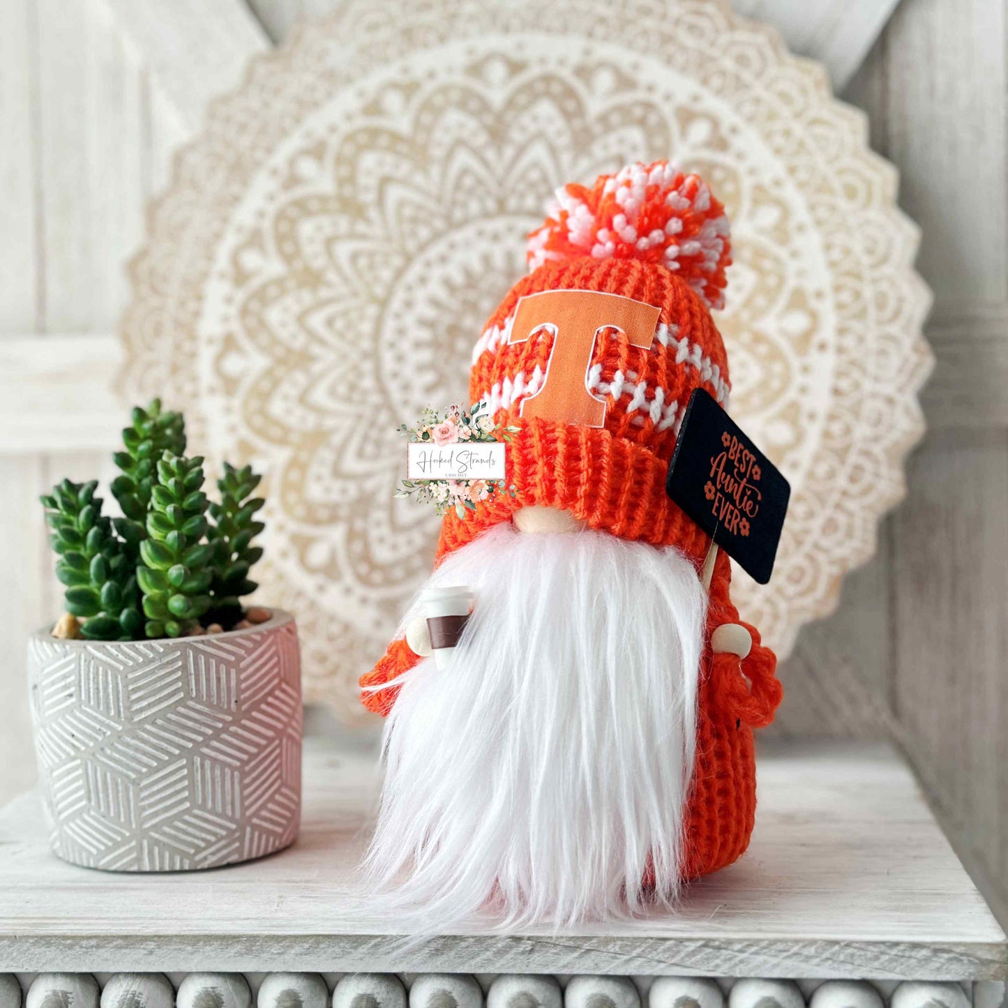 Sports gnome, College gnome, Tiered tray decor, Coffee gnome, Knit gnome, Gift idea, Gnome decor,
