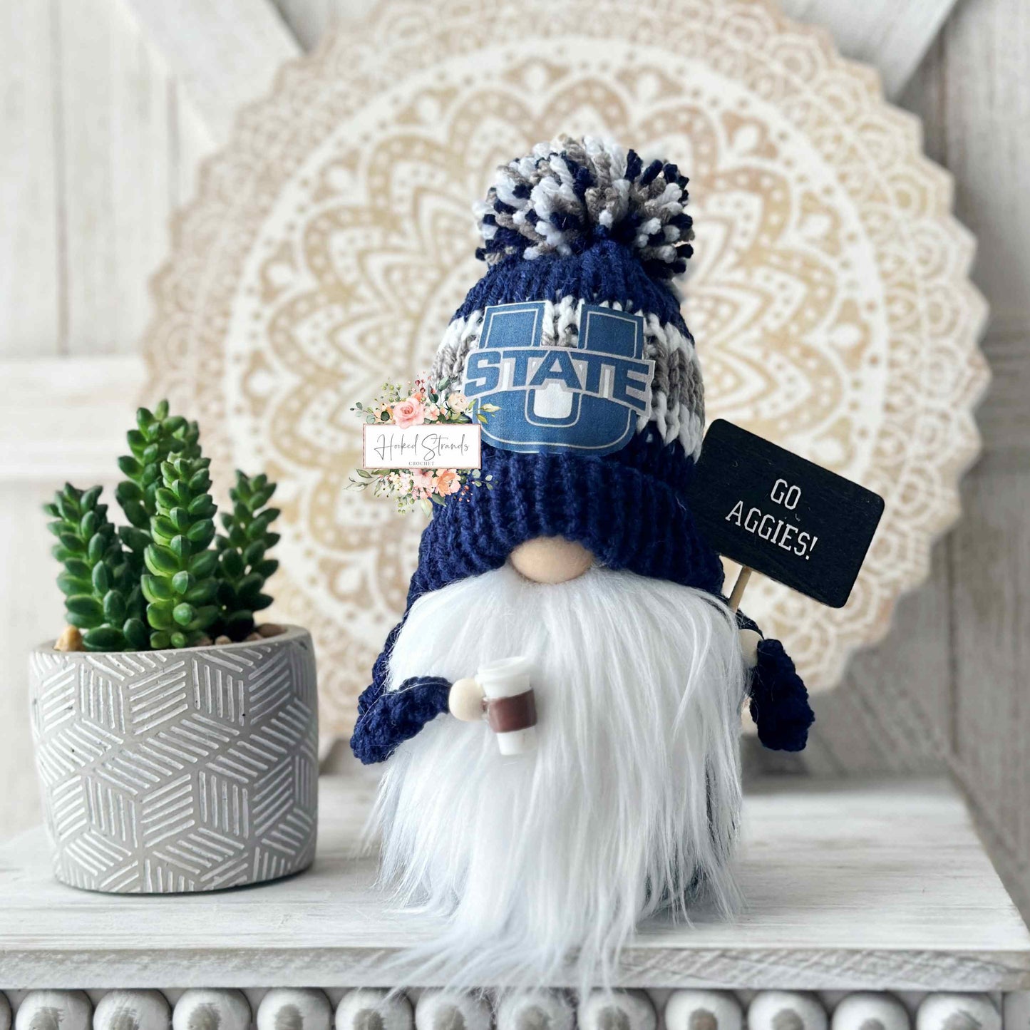 Sports gnome, College gnome, Tiered tray decor, Coffee gnome, Knit gnome, Gift idea, Gnome decor,
