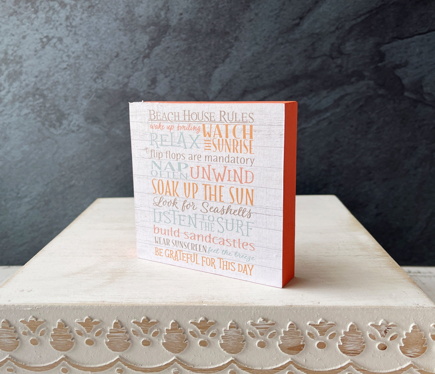 Cute Beach themed tiered tray decor signs and rolling pins