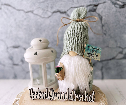 Charming Knit Succulent Plant Gnome - Tiered Tray Decor - Cute and Cozy Home Accent