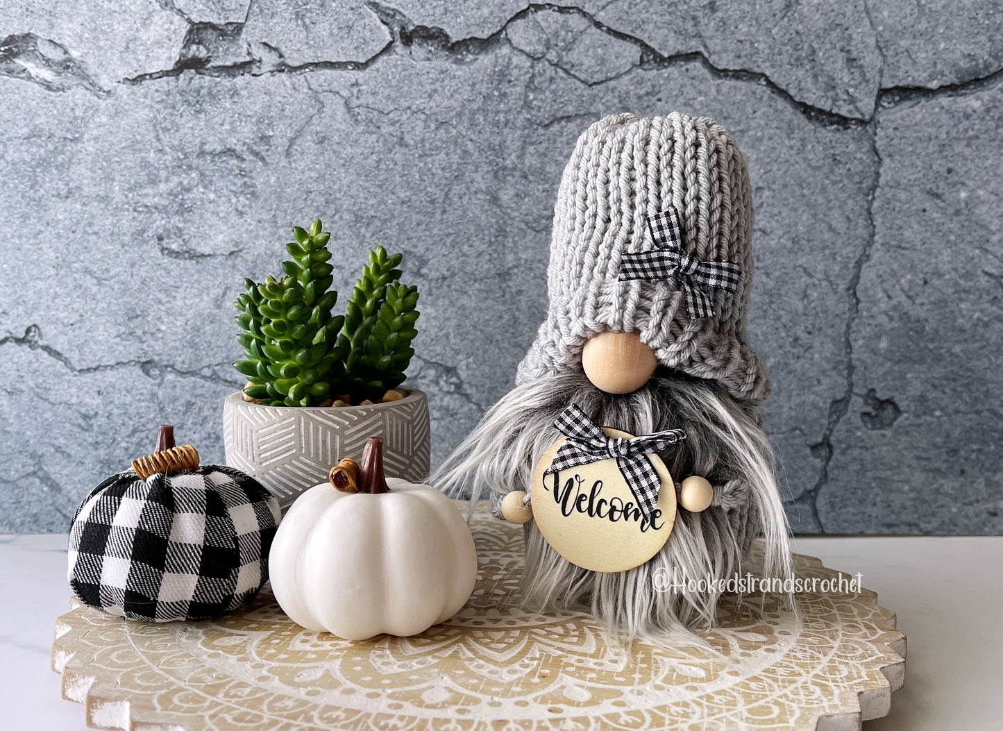 Farmhouse gnome, Neutral gnome, Tiered tray decor, Swedish tomte, Welcome gnome, Gift idea, Knit gnome,