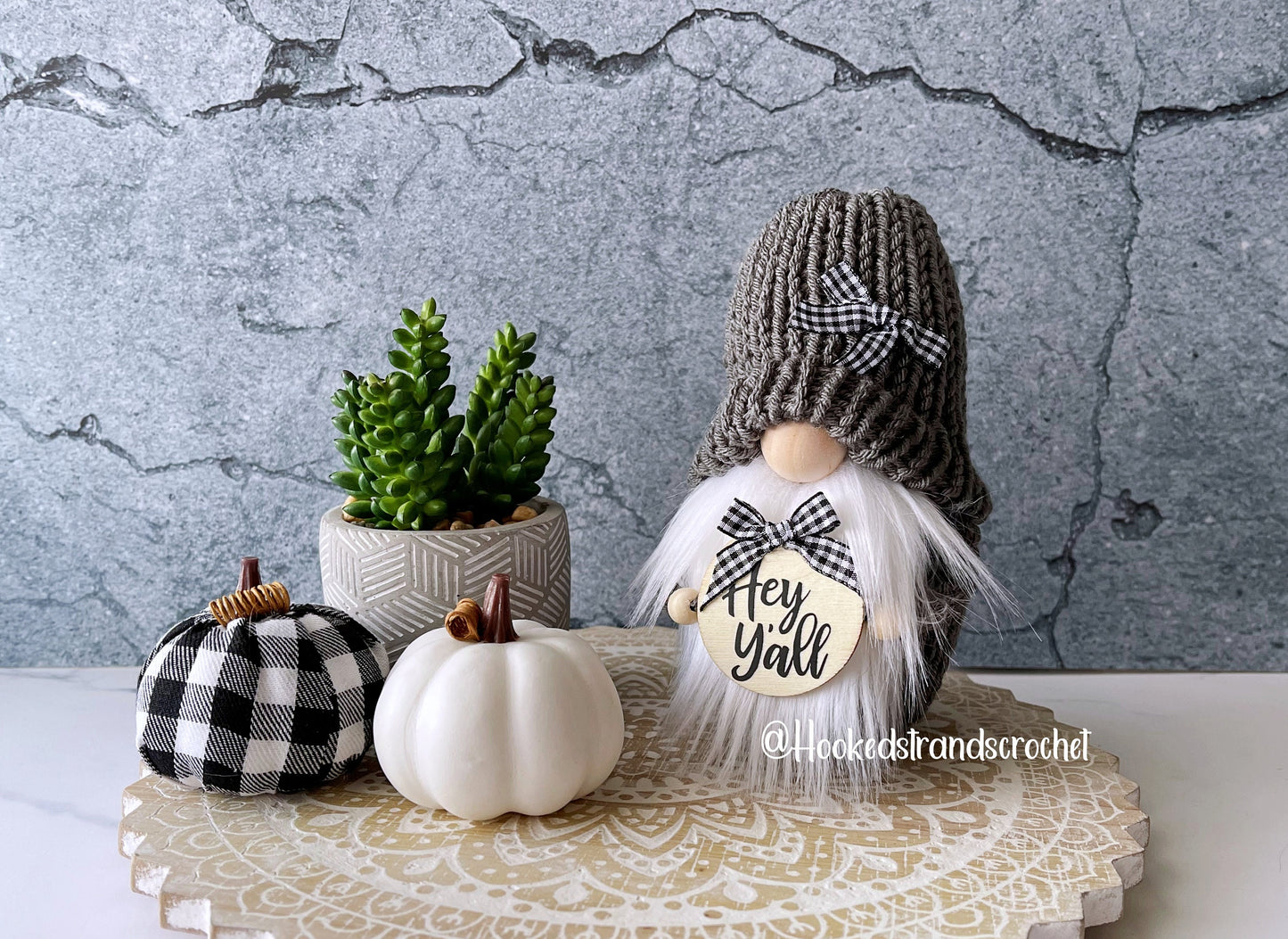 Farmhouse gnome, Neutral gnome, Tiered tray decor, Swedish tomte, Welcome gnome, Gift idea, Knit gnome,