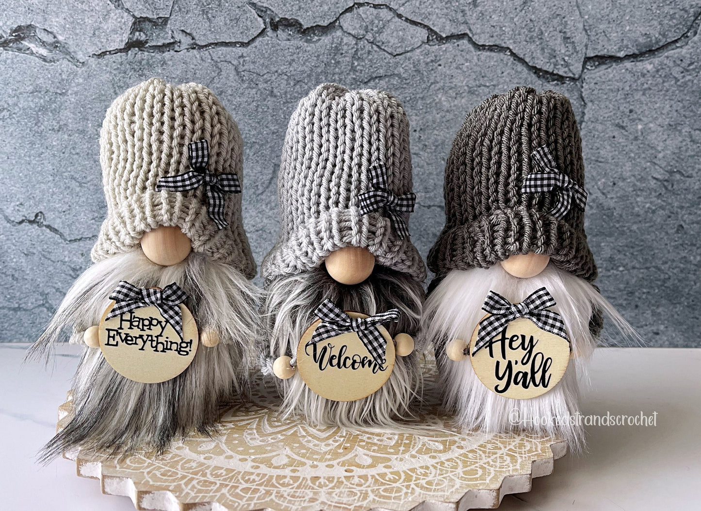 Farmhouse gnome, Neutral gnome, Tiered tray decor, Swedish tomte, Welcome gnome, Gift idea, Knit gnome,