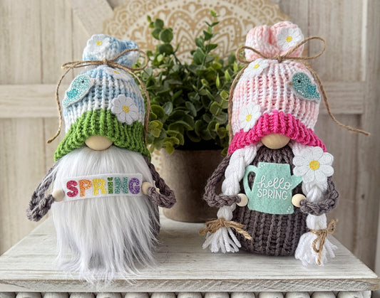 Whimsical Spring Gnome Couple for Tiered Tray Decor - Colorful Home Decor Accessories