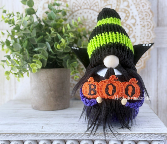 Dracula gnome with BOO pumpkins - Halloween tiered tray decor