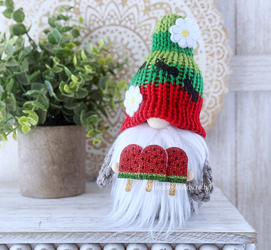 Watermelon popsicle gnome with ants - fresh and fruity tiered tray decor