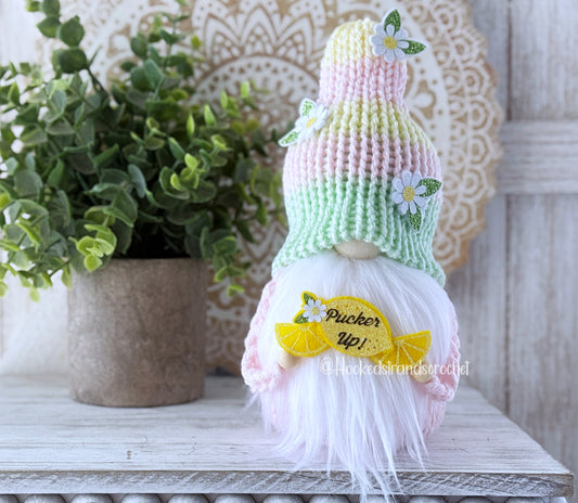 Pucker up lemon gnome - Summer tiered tray decor