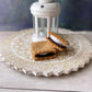 Sweet knit S'mores gnome with marshmallow - Tiered tray decor