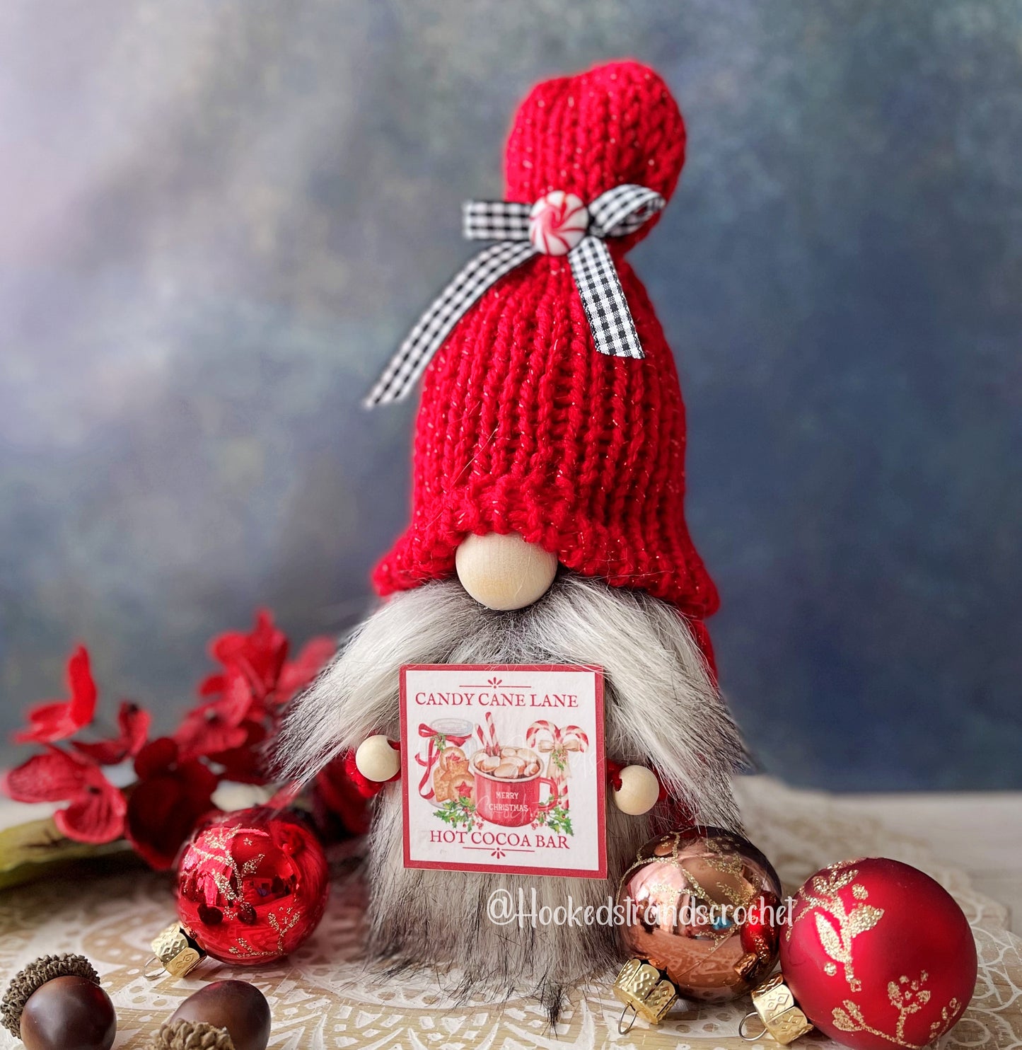 Candy cane gnome, Christmas gnome, Tiered tray decor, Farmhouse theme, Peppermint gnome, Holiday decor,