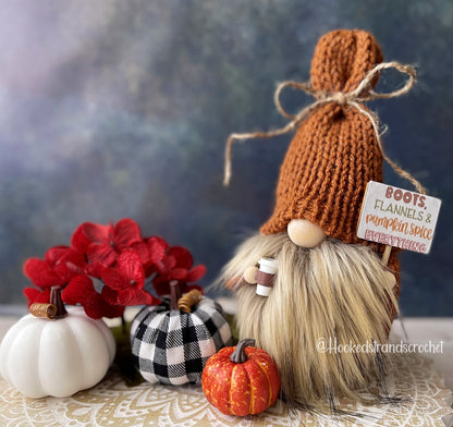 Pumpkin spice seasonal knit gnome - Tiered tray decor