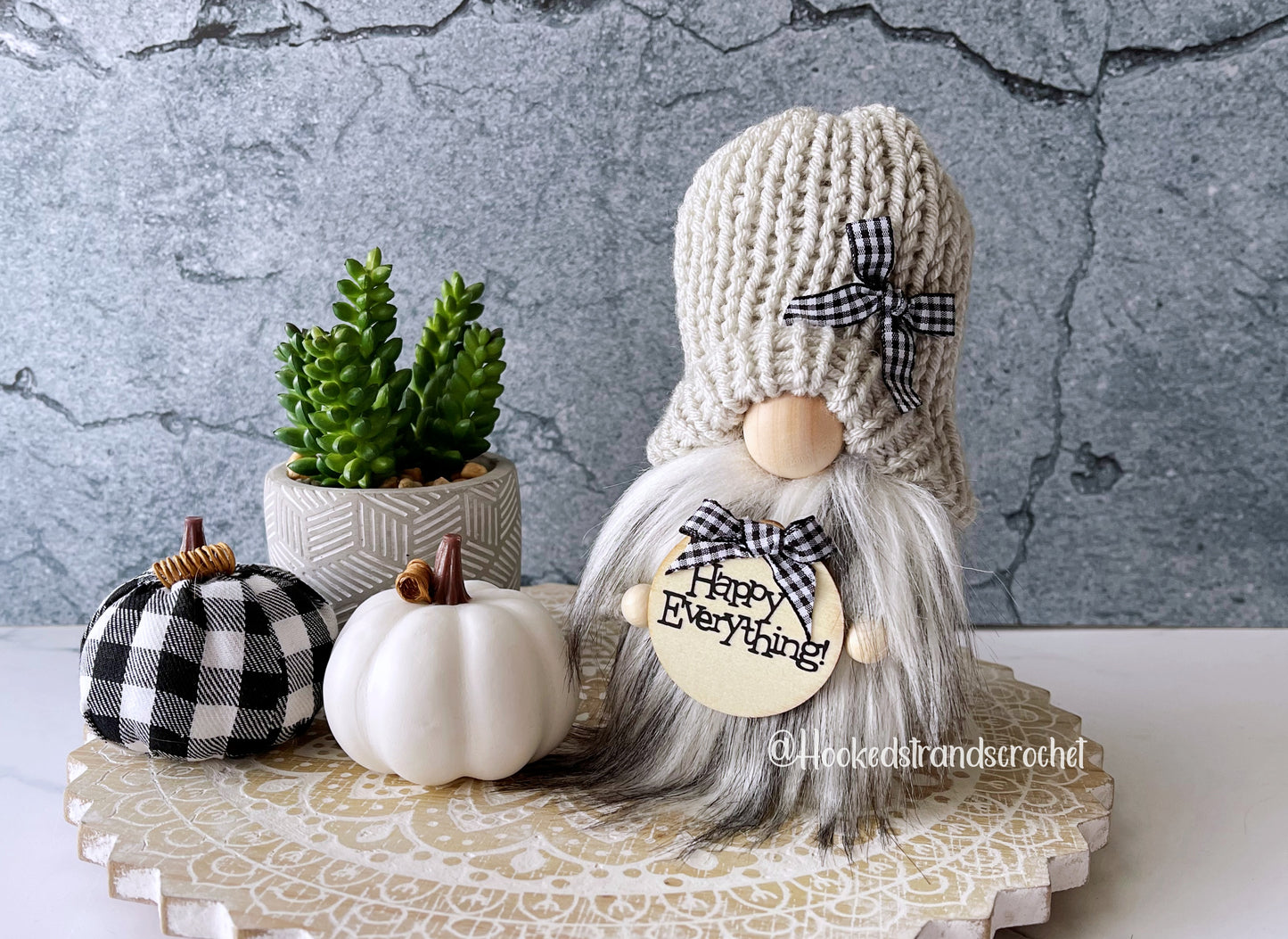 Farmhouse gnome, Neutral gnome, Tiered tray decor, Swedish tomte, Welcome gnome, Gift idea, Knit gnome,