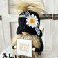 Stylish knit daisy gnome with "Have a nice daisy"  sign - tiered tray decor