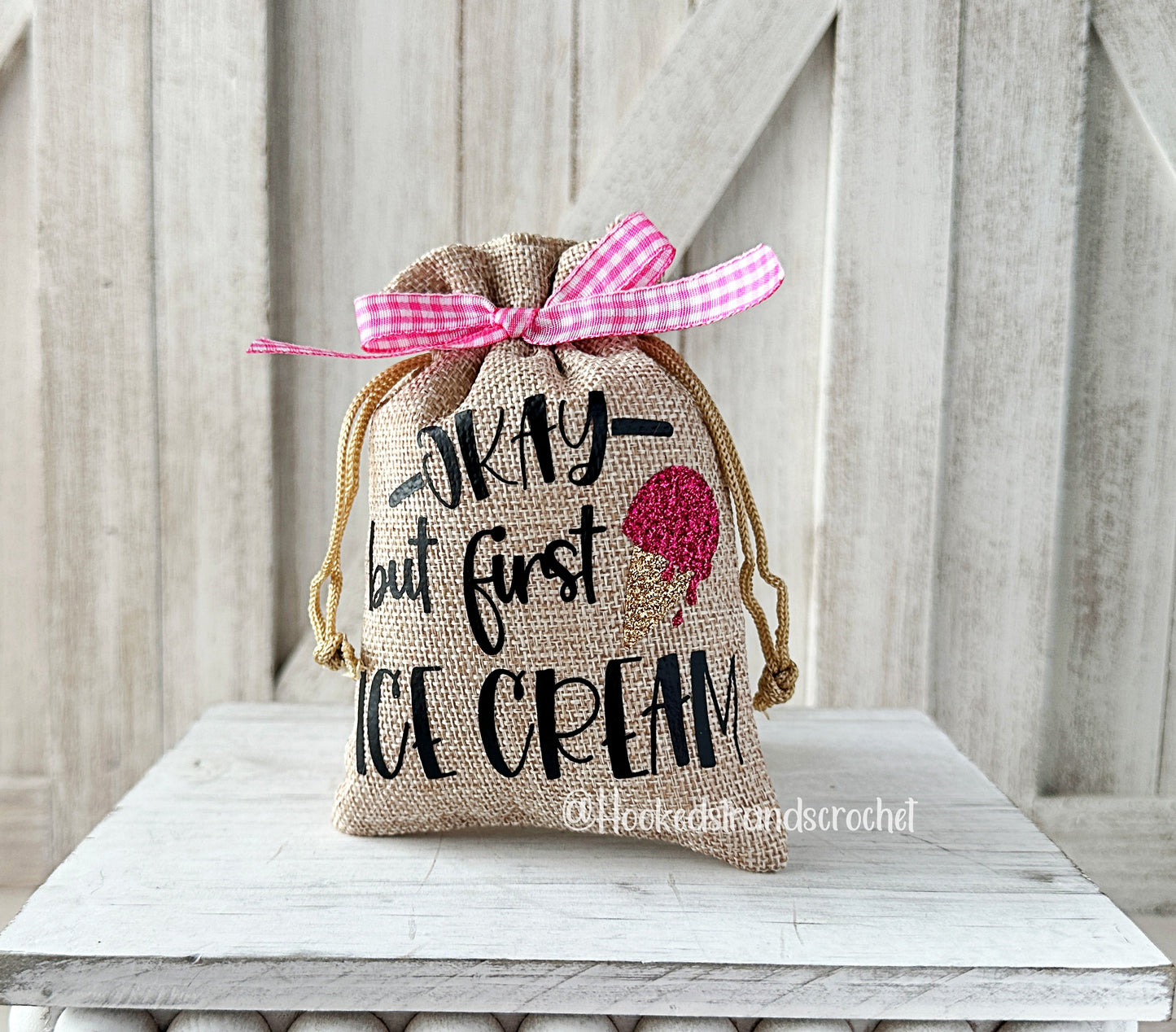 Ice Cream Lover's Dream - Tiered Tray Decor with Mini Burlap Sack, Rolling Pins, and Delightful Knit Gnome!