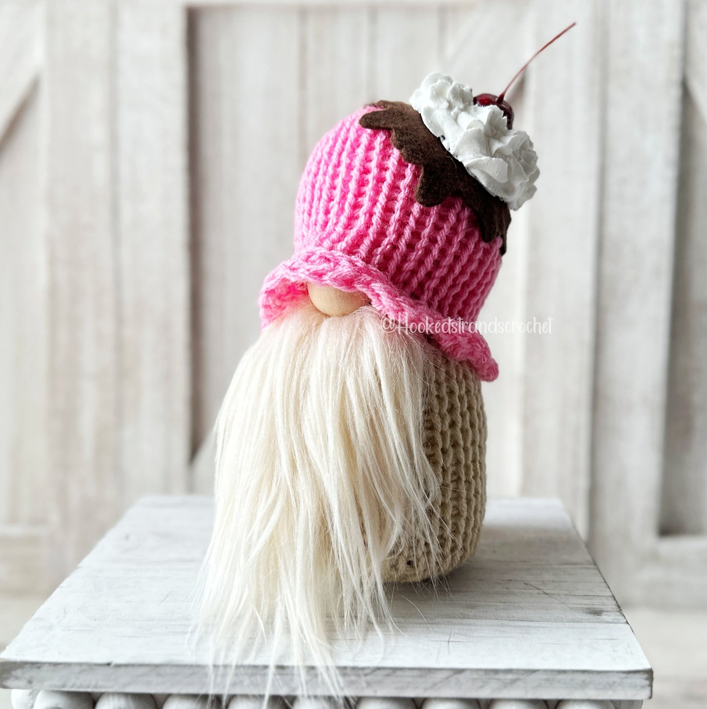 Ice Cream Lover's Dream - Tiered Tray Decor with Mini Burlap Sack, Rolling Pins, and Delightful Knit Gnome!