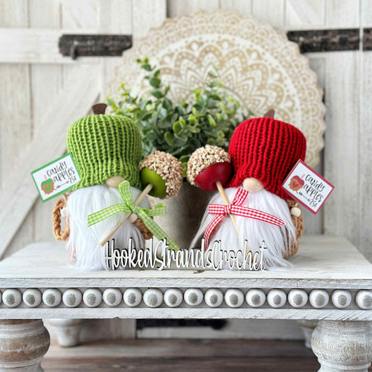 Adorable Candy Apple Gnome - Fall Tiered Tray Decor for Caramel Apple Lovers