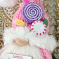 Santa's Sweet Shop: Candy Cane Lane Knit Gnome - Festive Tiered Tray Decor