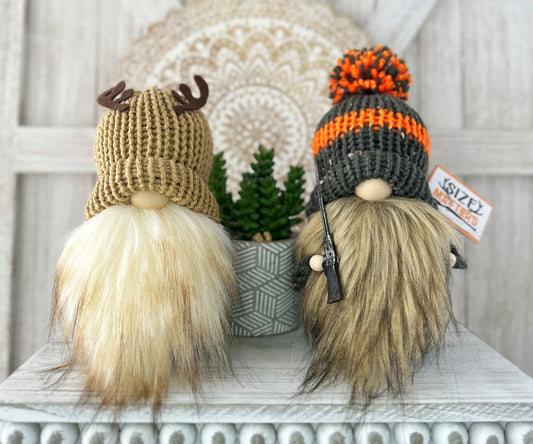 Cheeky Hunter with Sign and Deer Gnomes - Unique Man Cave Decor and Gift for Him