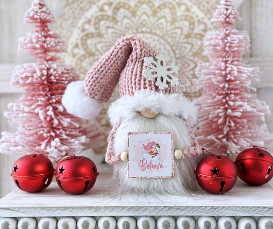 Adorable Pink Santa Christmas Gnome - Perfect Tiered Tray Decor by Hooked Strands Crochet!