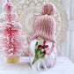 Pink flower gnome, Farmhouse gnome, Tiered tray decor, Flower knome, Botanical decor, Gift idea, Made to order,