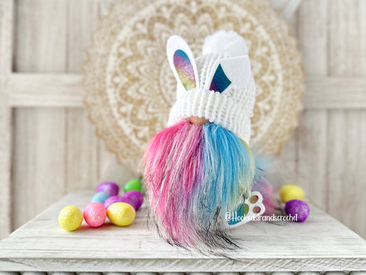 Colorful Easter Bunny Gnome for Tiered Trays - Handcrafted by Hooked Strands Crochet