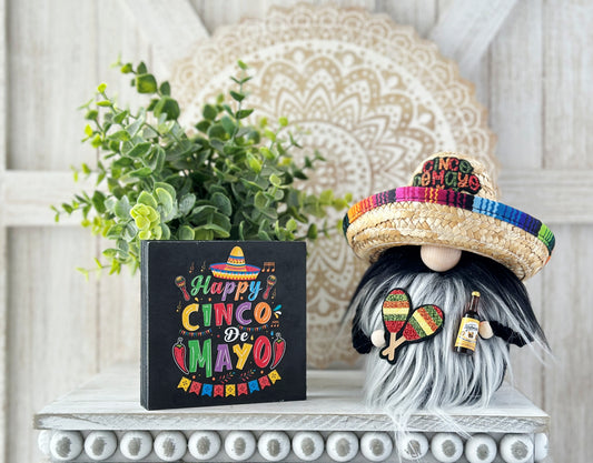 Colorful Cinco De Mayo Gnome, Decor for Tiered Trays | Handmade by Hooked Strands