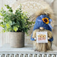 Beautiful knit sunflower gnome with sign - Tiered tray decor