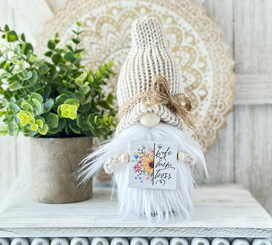 Adorable Mother's Day Gnome with Sign Choices - Perfect Tiered Tray Decor & Gift Idea by Hooked Strands Crochet
