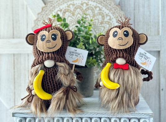 I'm Bananas for You Monkey Gnome - Quirky Tiered Tray Decor, Cute gift idea
