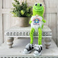 Tennis Shoe Frog Gnome with 'I Don't Froggin Care' Sign - Quirky Tiered Tray Decor