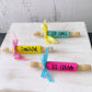 Colorful Summer Knit Gnome with Sign - Cheerful Neon Hues - Perfect for Tiered Tray Display