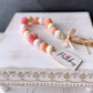 Summer fruit knit peach- themed gnome with sign - Tiered tray decor