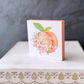 Summer fruit knit peach- themed gnome with sign - Tiered tray decor