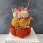 Rustic Fall Pumpkin Stack - Knit Pumpkins for Autumn Decor - Table Top Display - Tiered Tray Decor