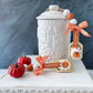 Decorative fall pumpkin pie faux whip wood canister scoop - Tiered tray decor