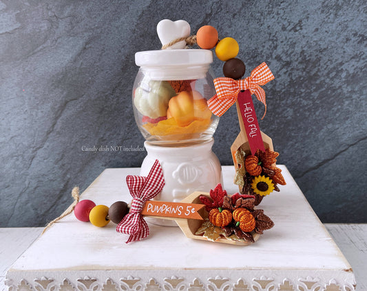 Decorative Scoop for Fall - Pumpkin Themed Tiered Tray Decor