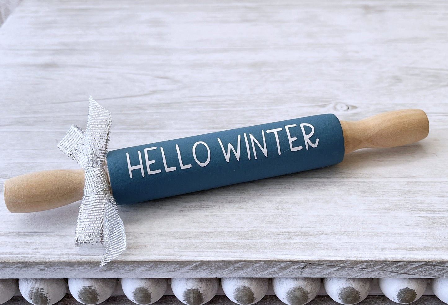 Winter snow rolling pins, Winter decor, Tiered tray decor, Table top display
