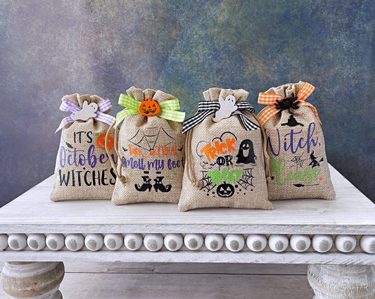 Adorable Decorative Mini Halloween Burlap Bag for Tiered Trays - Unique Holiday Accent