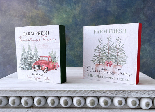 Christmas tree sign, Winter decor, Tiered tray decor, Table top display
