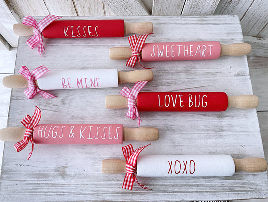 Valentines rolling pins, Valentine's day decor, Tiered tray decor, Table top display