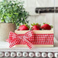 Sweet knit pink strawberry milkshake gnome - Crate of strawberries - tiered tray decor