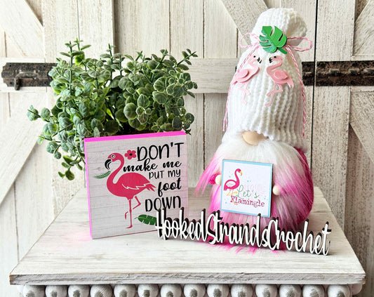 Adorable Flamingo Gnome: Perfect Tiered Tray Decor for a Summer Vibe!
