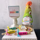 Colorful Summer Knit Gnome with Sign - Cheerful Neon Hues - Perfect for Tiered Tray Display